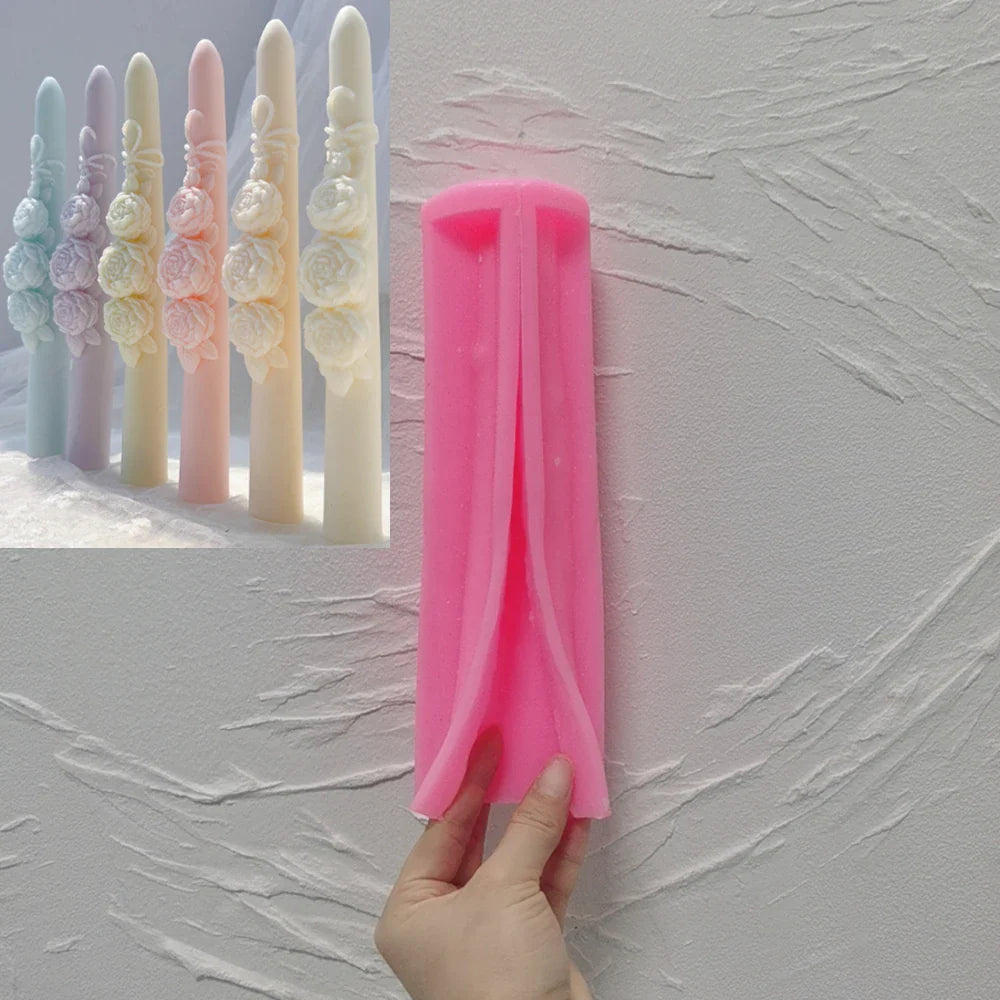 21.5CM Tall Taper Rose Candle Mold