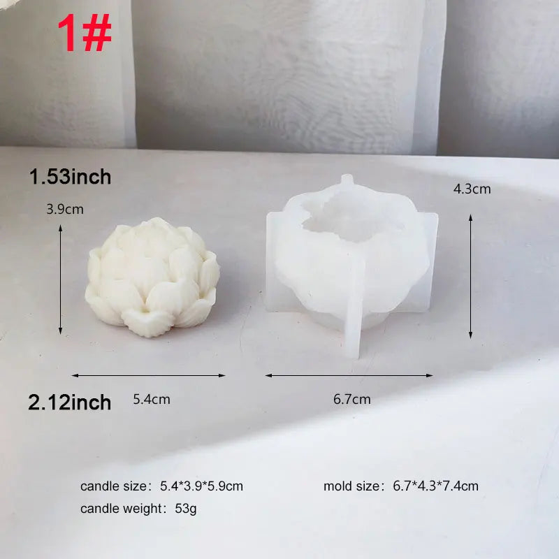 Lotus Flower with Buds Candle Silicone Mould
