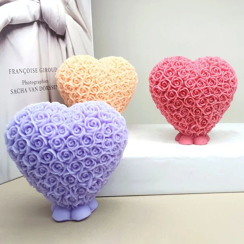 Rose Heart Shaped Candle Mould Silicone