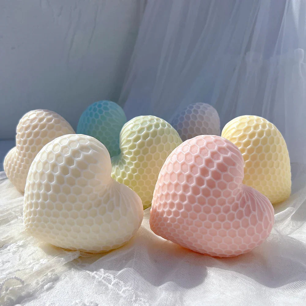 Honeycomb Pattern Heart Shape Candle Mould