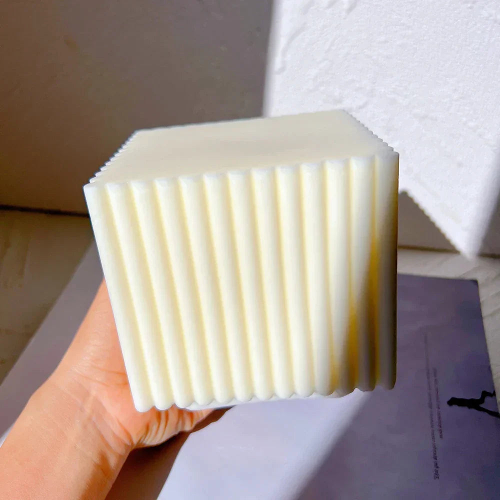 Big Size Ribbed Square Cube Candle Mould
