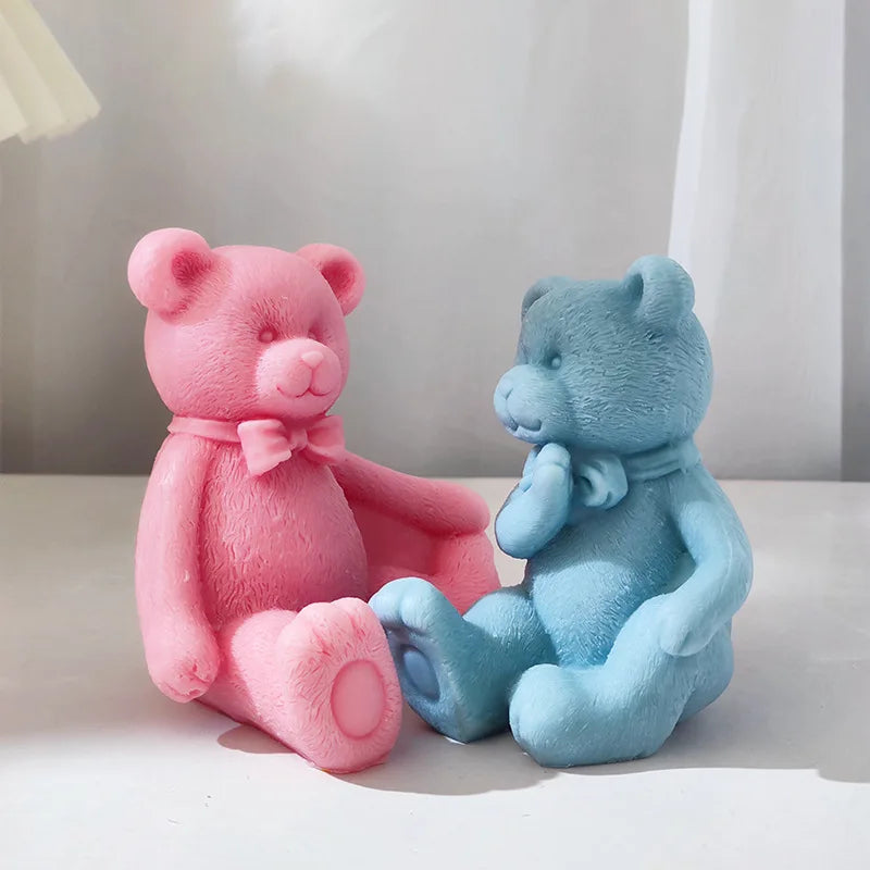 Bowtie Bear Family Candle Mould