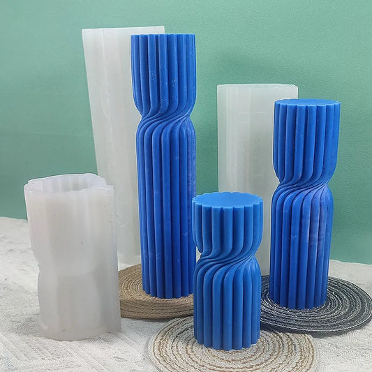 Cylindrical Stripe Pillar Candle Mould