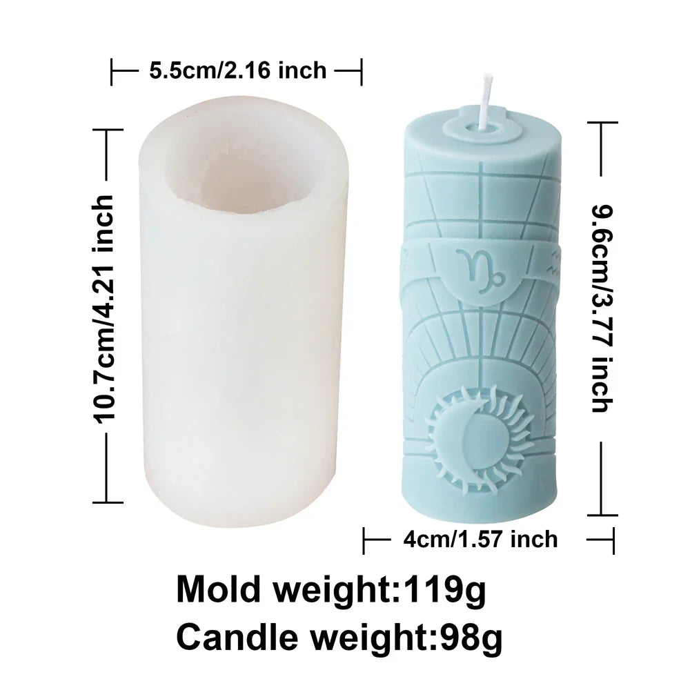 3D Constellation Pillar Candle Mould for Zodiac Designs