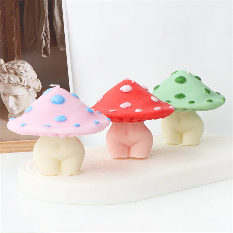 Mushroom Top and Halfbody Bottom Silicone Candle Mould