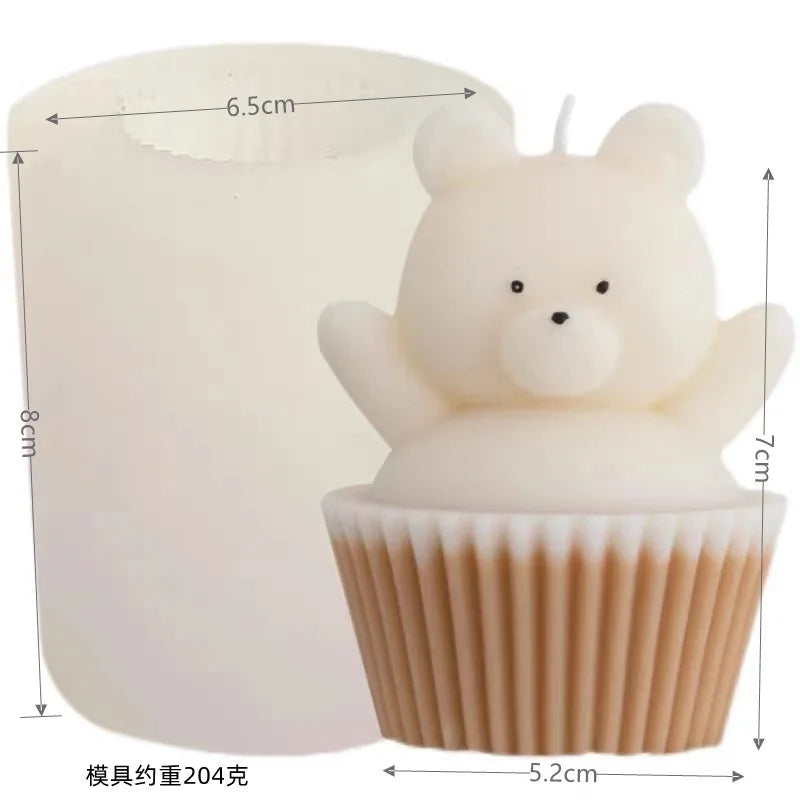 Cupcake Bear Silicone Candle Mould
