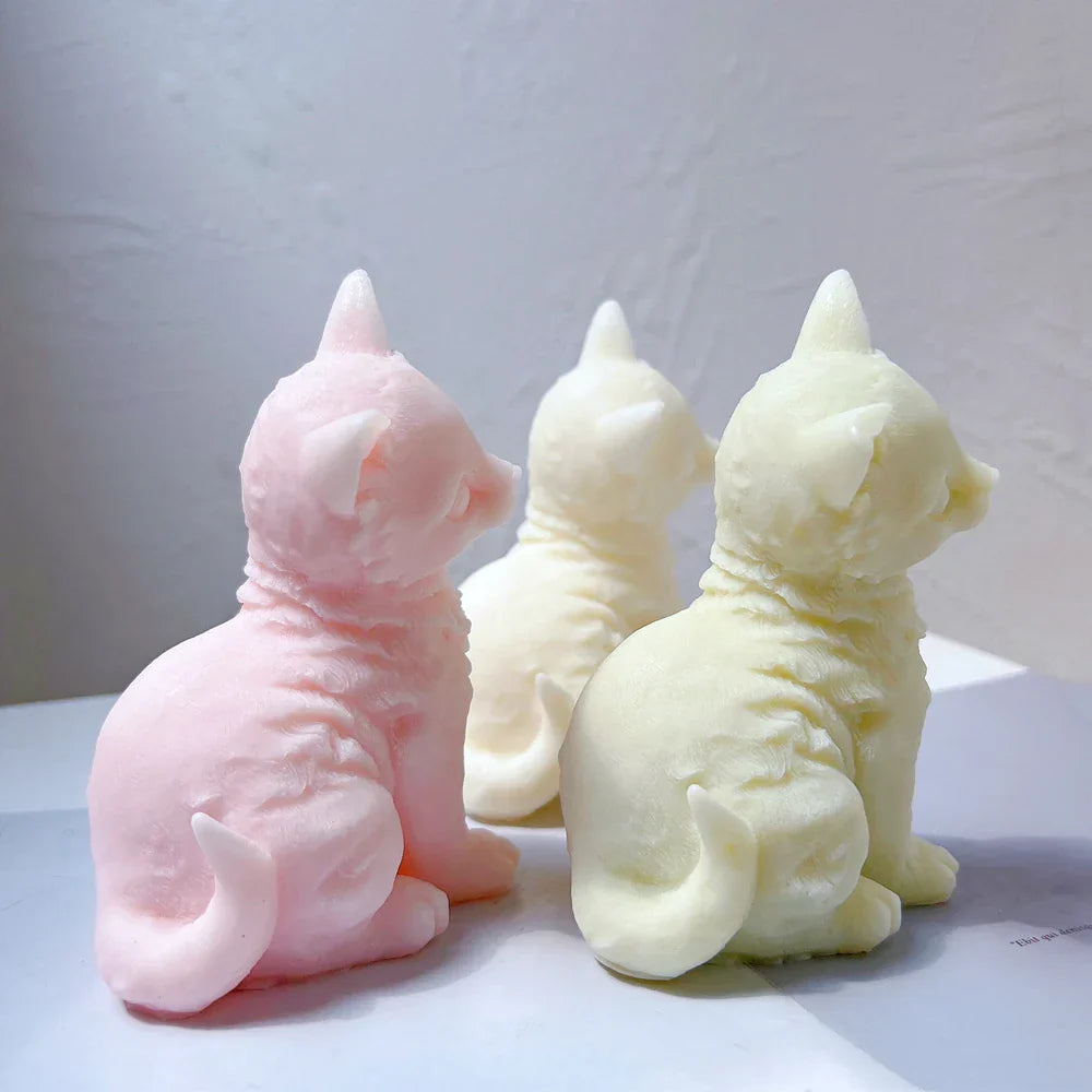 Sitting Cute Cat Silicone Candle Mould