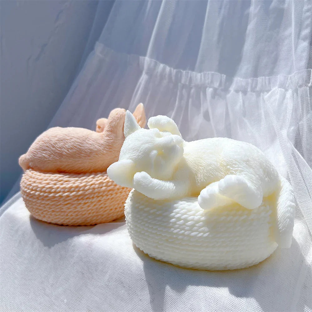 Cute Cat Statue Silicone Candle Mould