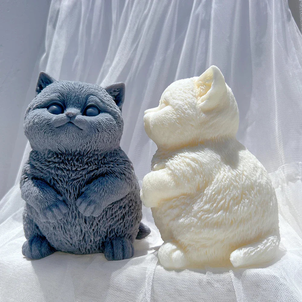 Standing Cute Cat Candle Silicone Mould