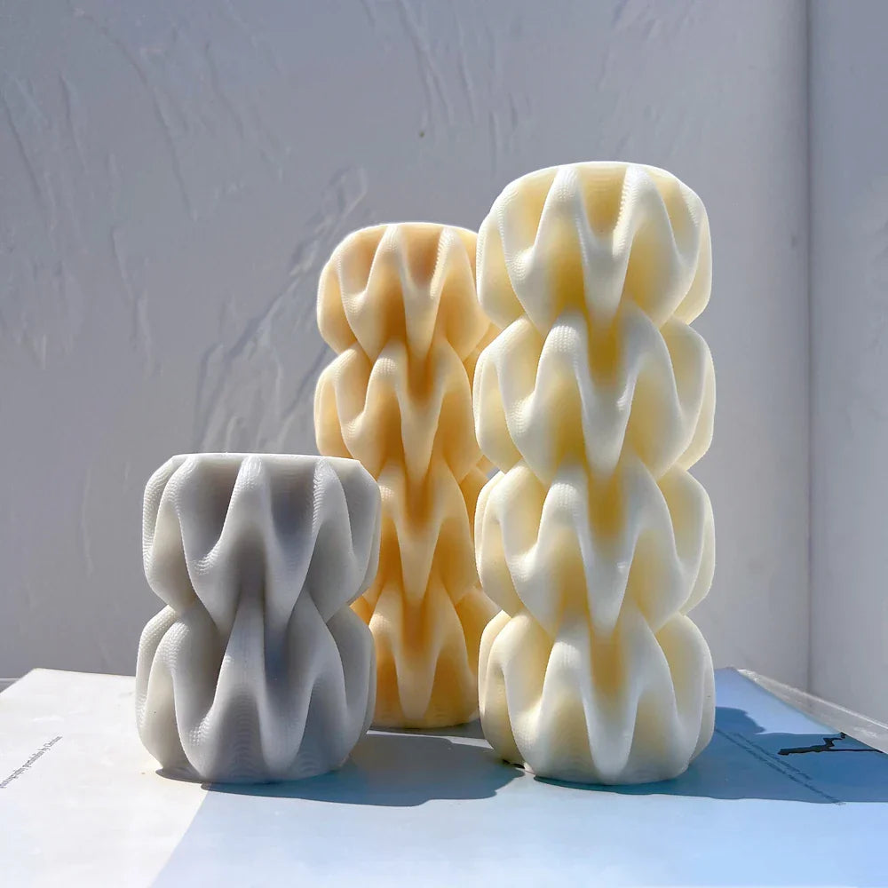 2 Sizes Wave Pillar Swirl Candle Mould