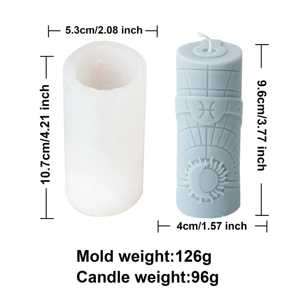 3D Constellation Pillar Candle Mould for Zodiac Designs