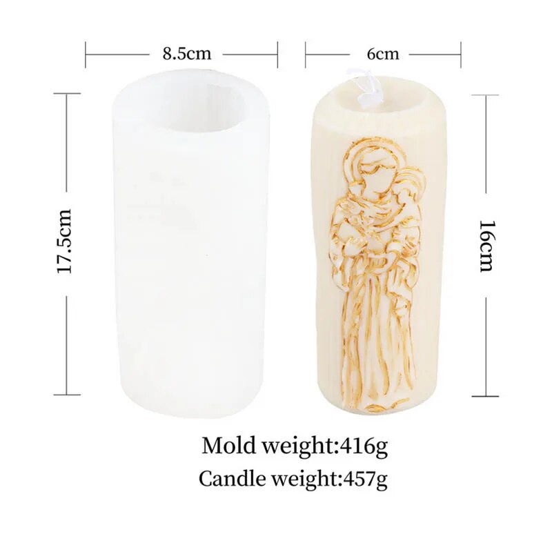 Cylindrical Jesus Family Candle Mould