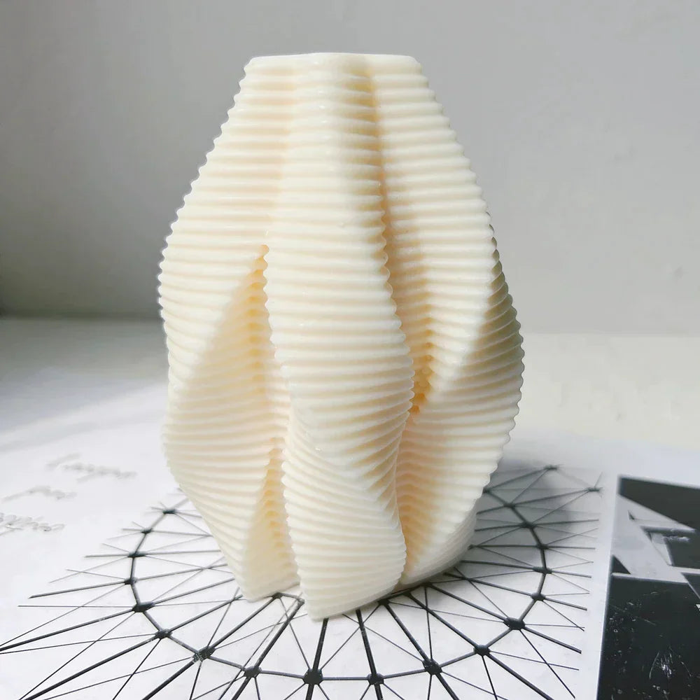 Ribbed Swirl Silicone Candle Mould