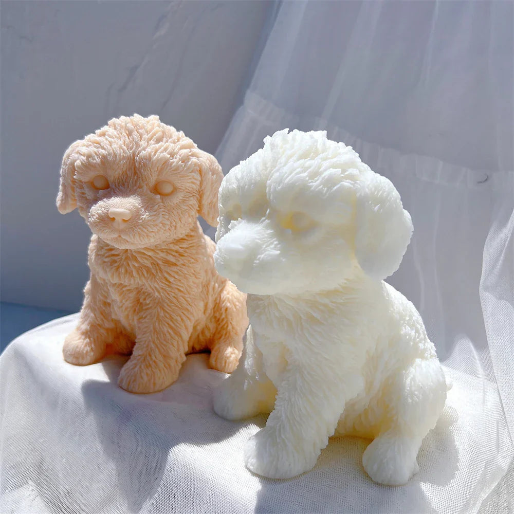 Cute Labradoodle Dog Silicone Candle Mould
