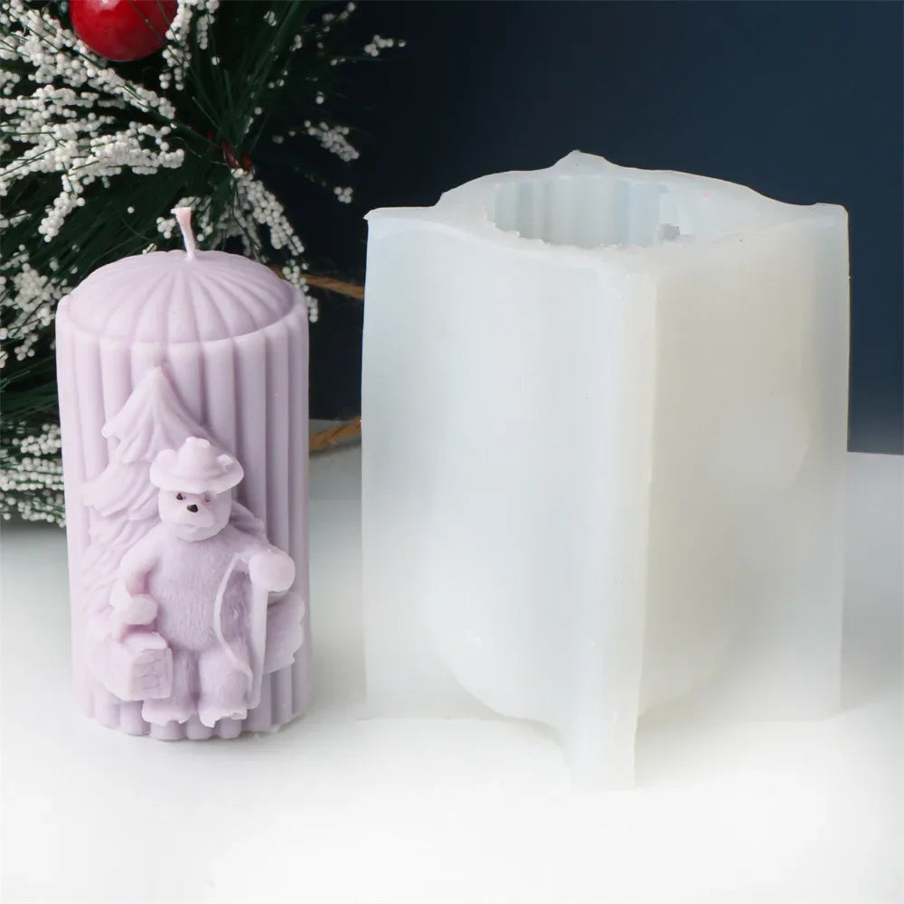 Christmas Cylindrical Candle Silicone Mould