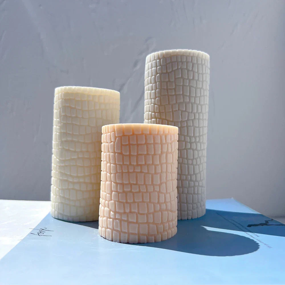 Paving Texture Pillar Candle Silicone Mould
