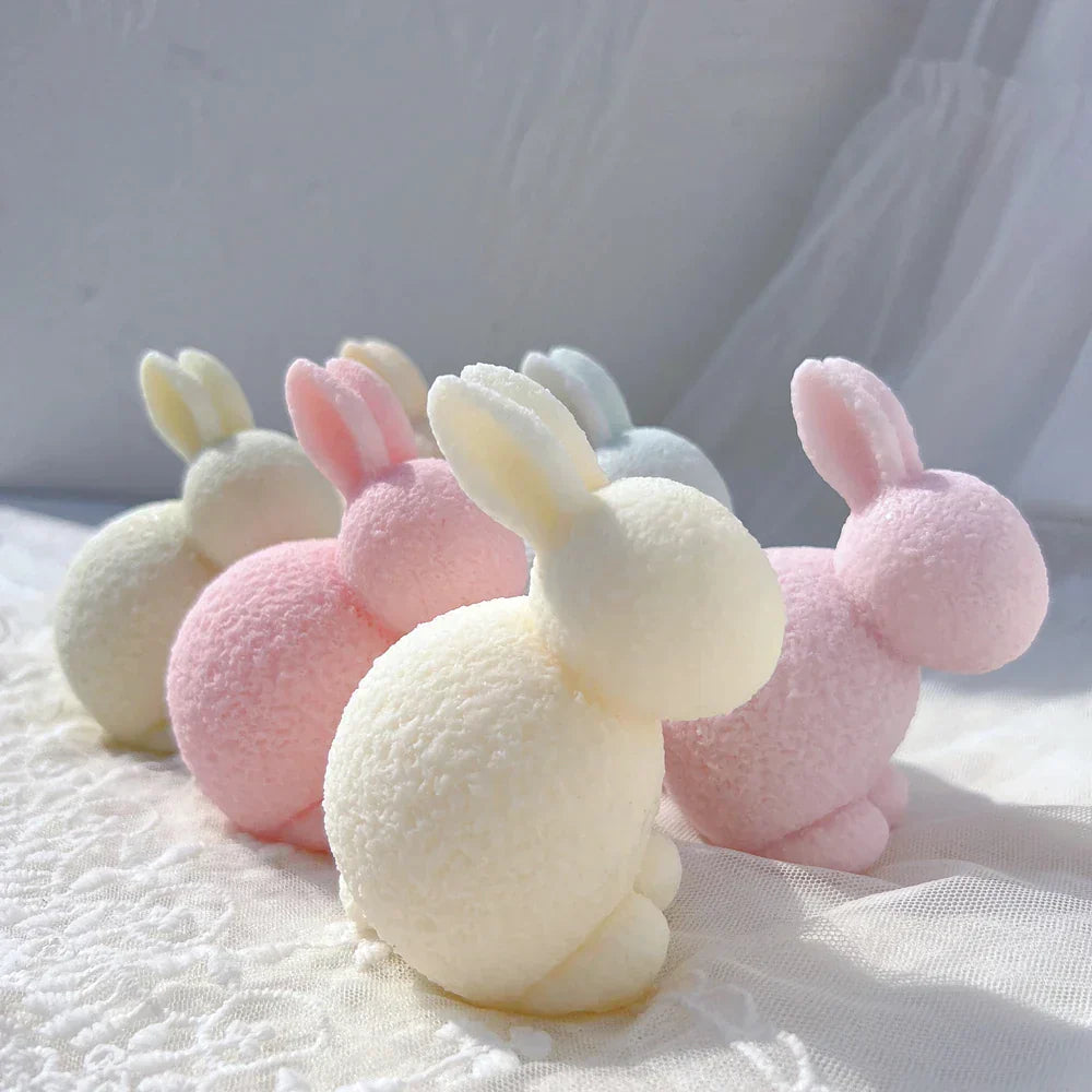 Flocked Rabbit Silicone Candle Moulds