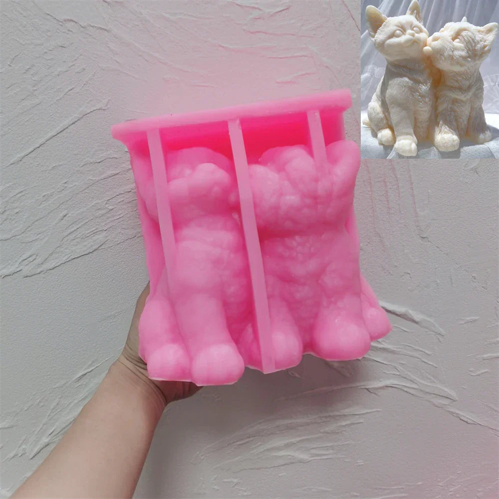 Dog Kiss Cat Candle Silicone Mould
