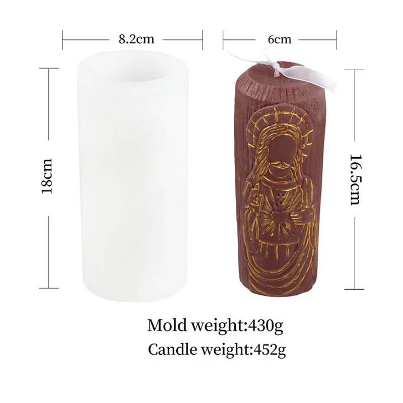 Cylindrical Jesus Family Candle Mould
