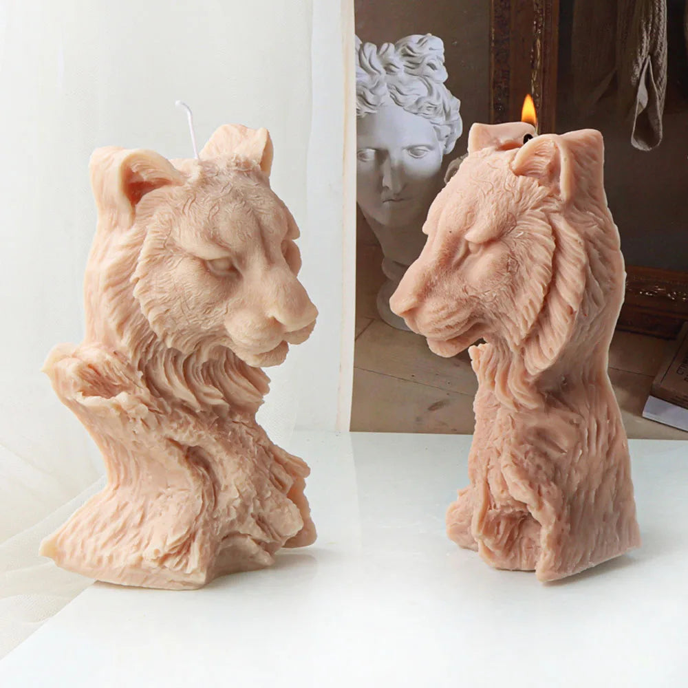 Tiger Head Tree Stump Silicone Candle Mould
