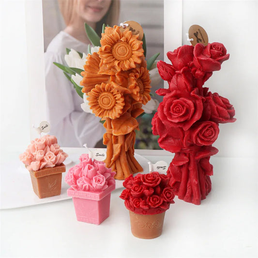 Sunflower and Rose Bouquet Candle Mould