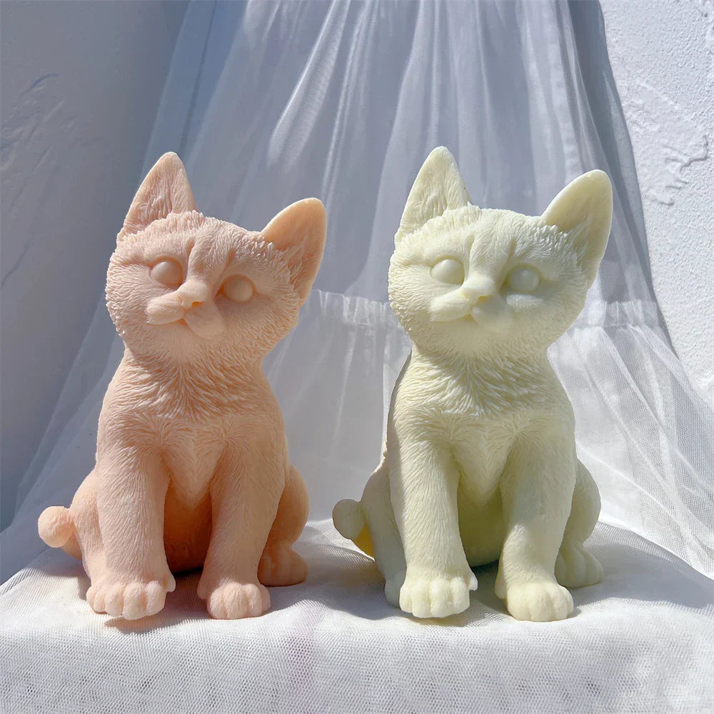 Sitting Tabby Cat Candle Silicone Mould