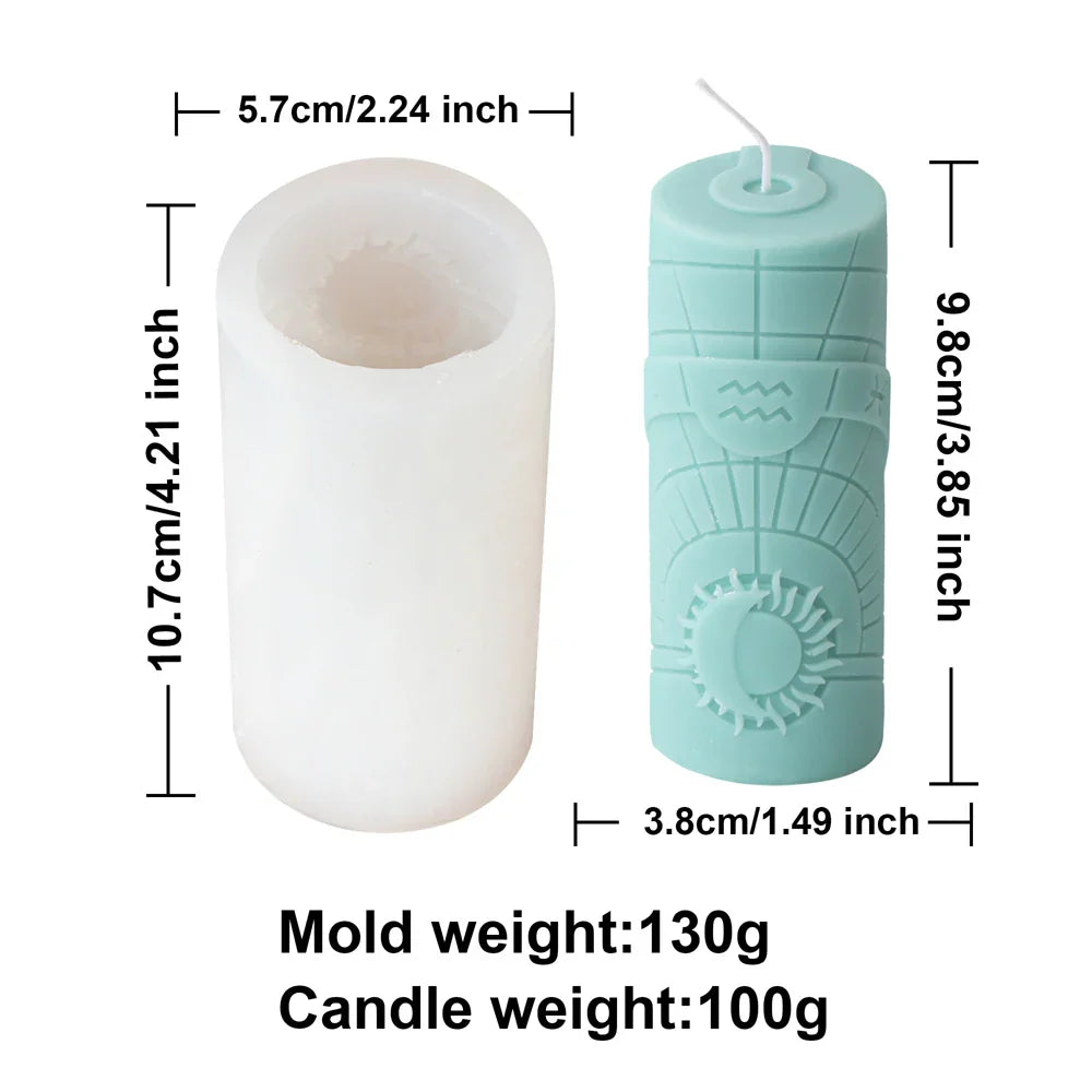 3D Constellation Pillar Candle Mould for Zodiac Designs