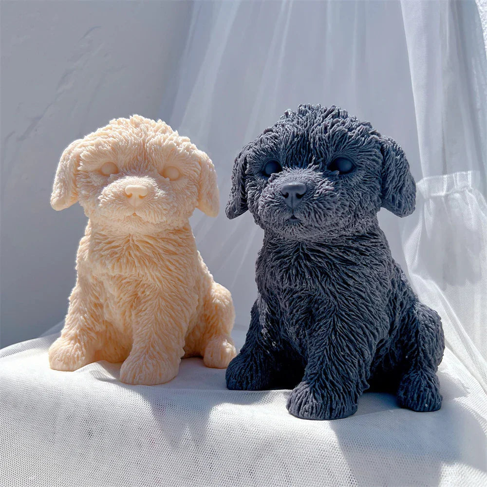 Cute Labradoodle Dog Silicone Candle Mould