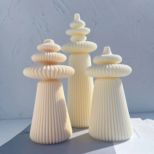 Cylindrical Striped Pillar Candle Mould