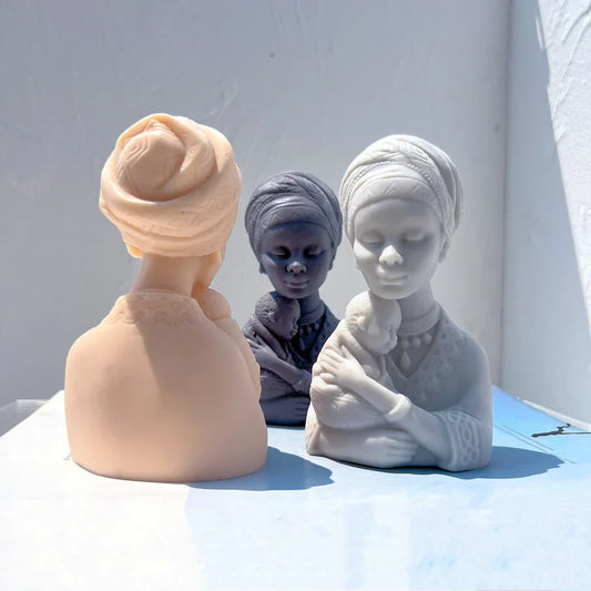 Afro Women Holding Baby Bust Candle Mould