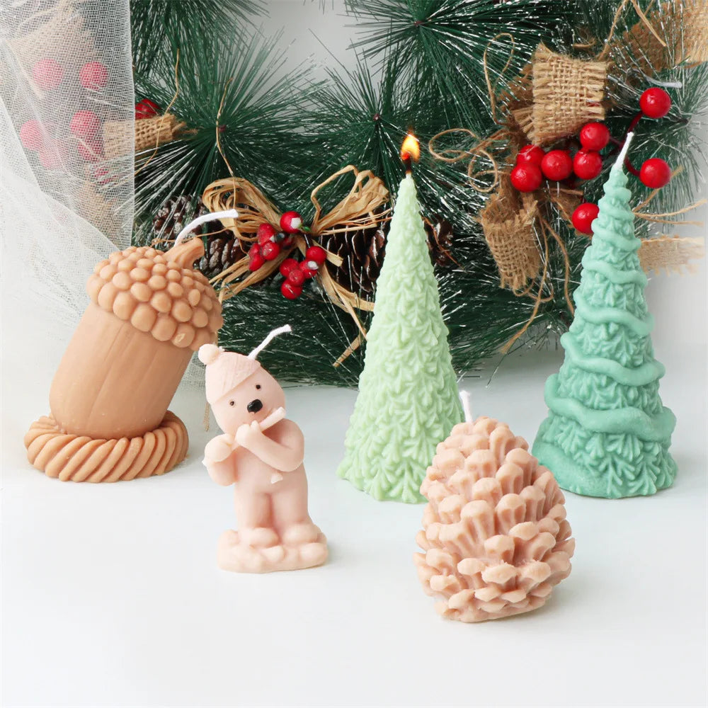 3D Christmas Tree Pinecone Candle Silicone Mould