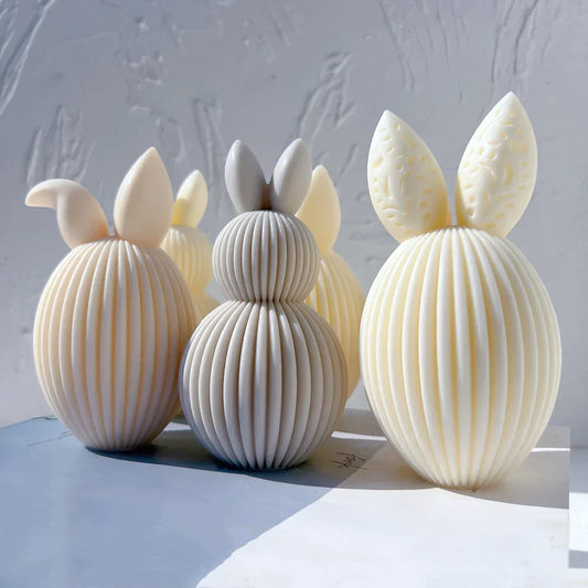 Ribbed Egg Rabbit Ear Candle Mould