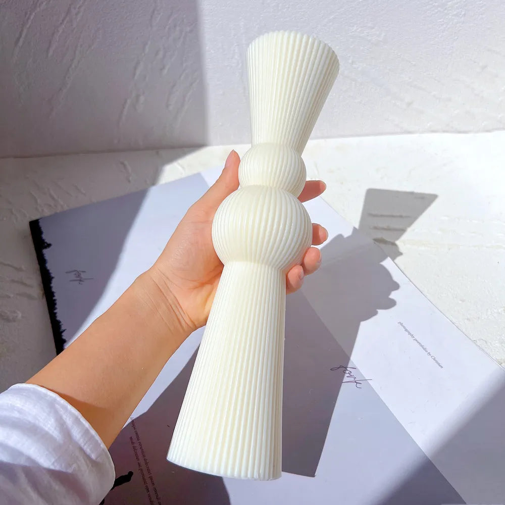 Aesthetic Roman Ribbed Pillar Candle Mould