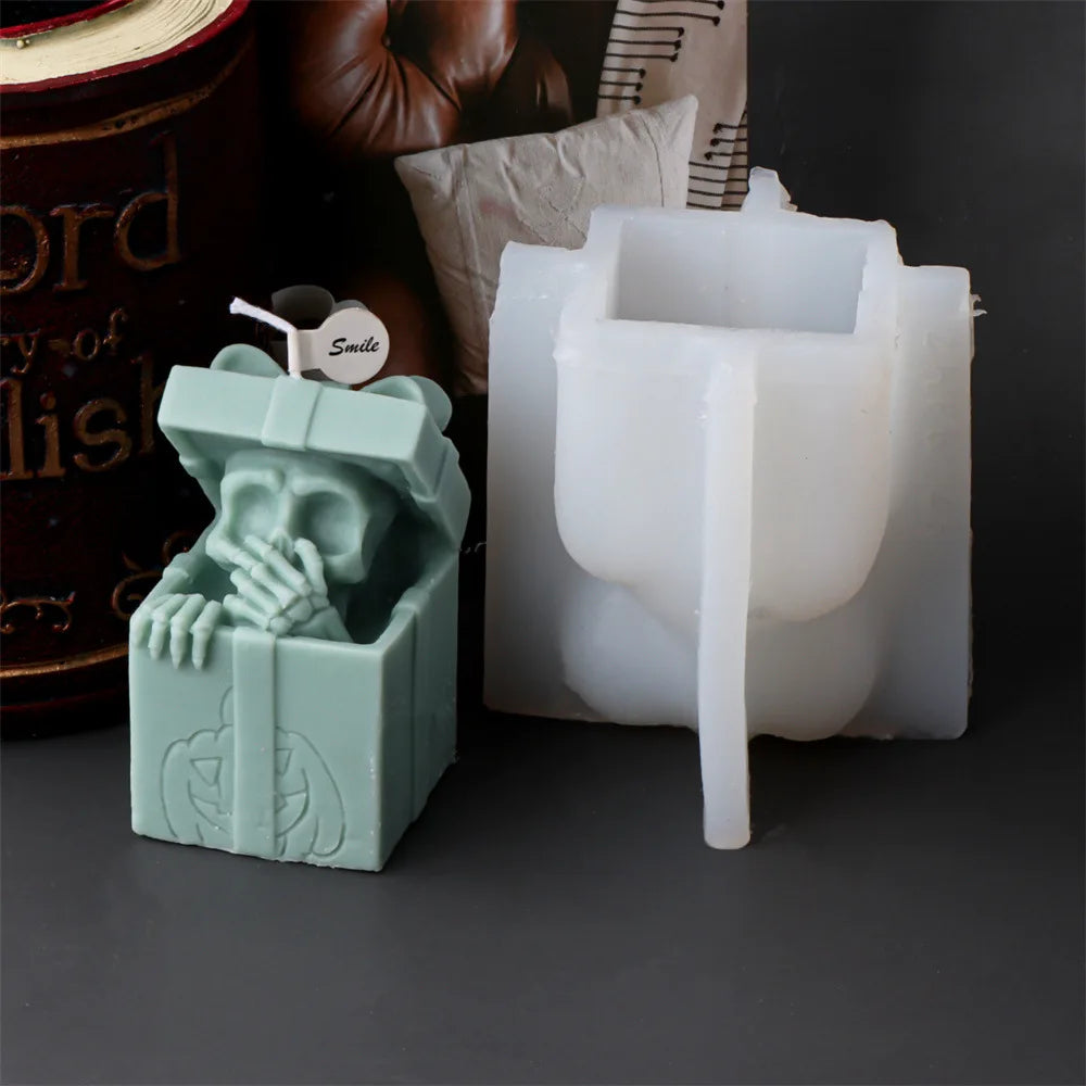 Skull Head Gift Box Candle Silicone Mould