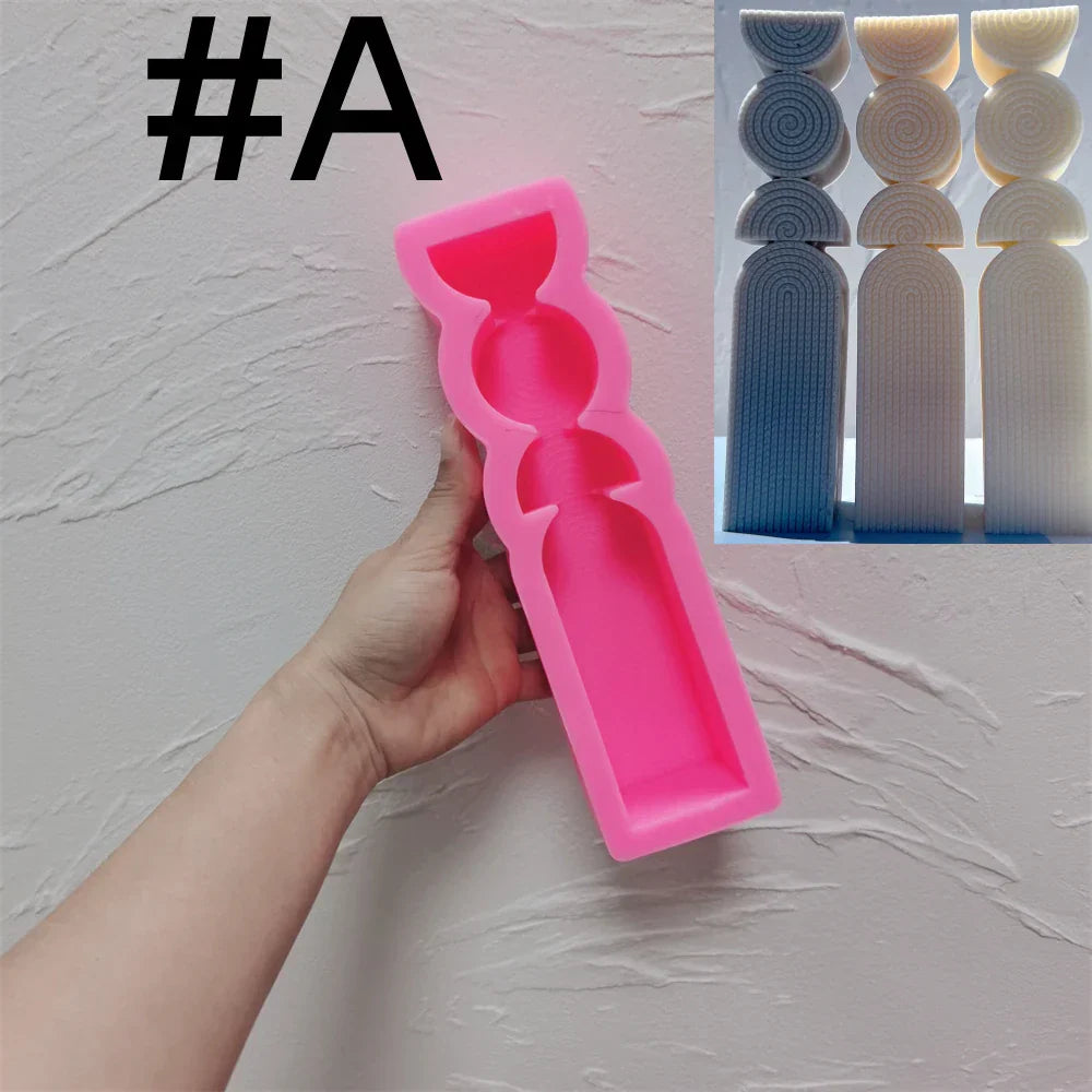 Fluted Swirl Twist Fancy Boho Rainbow Arch Candle Silicone Mould