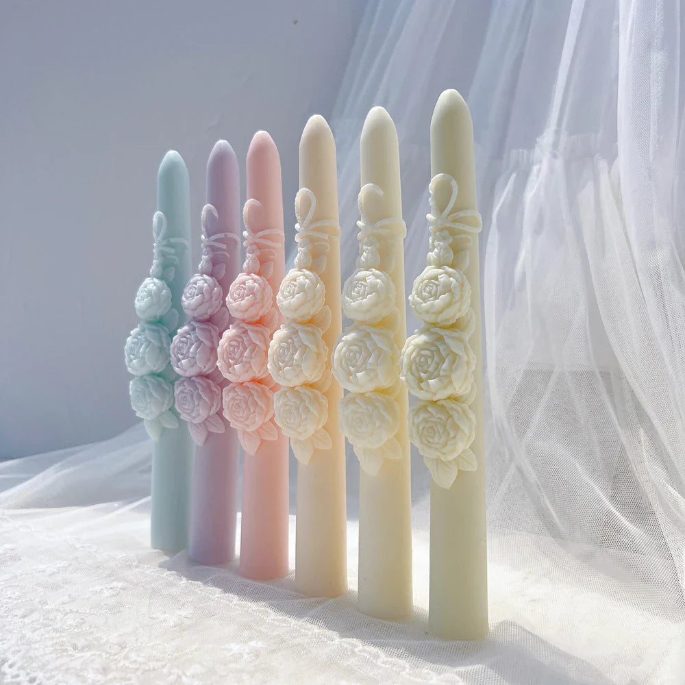 21.5CM Tall Taper Rose Candle Mold