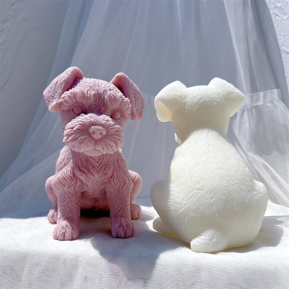 Schnauzer Puppy Figurine Silicone Candle Mould