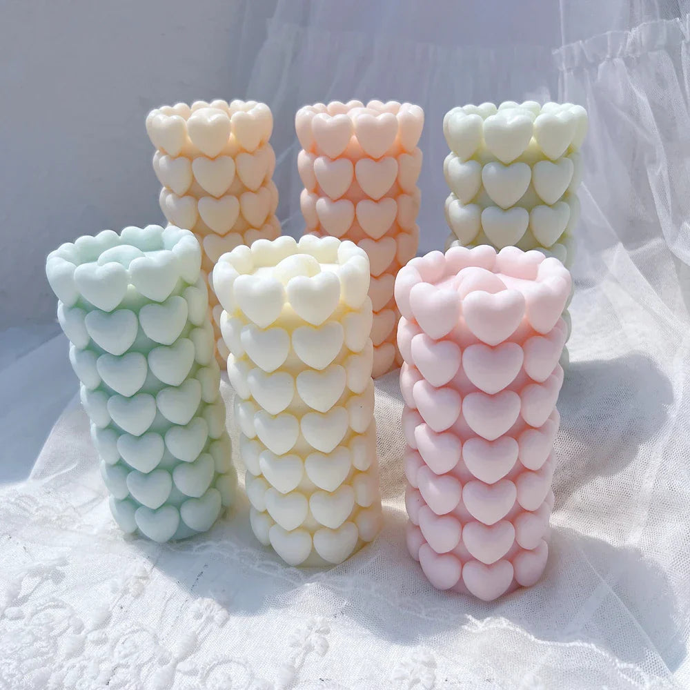 Heart Pillar Silicone Candle Mould: Wedding & Anniversary Gift