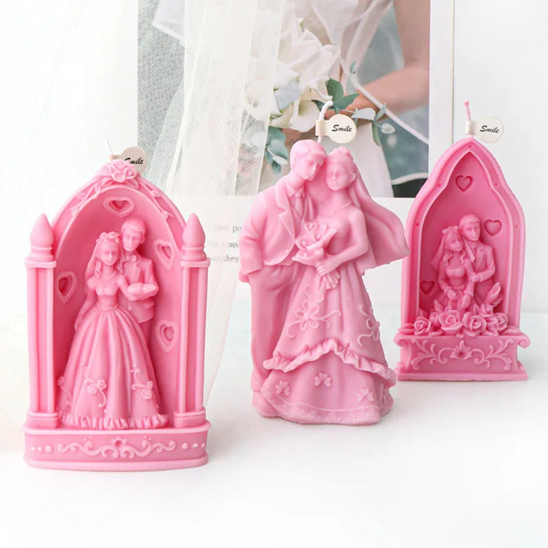 Bride and groom Wedding Ceremony Candle Mould Silicone