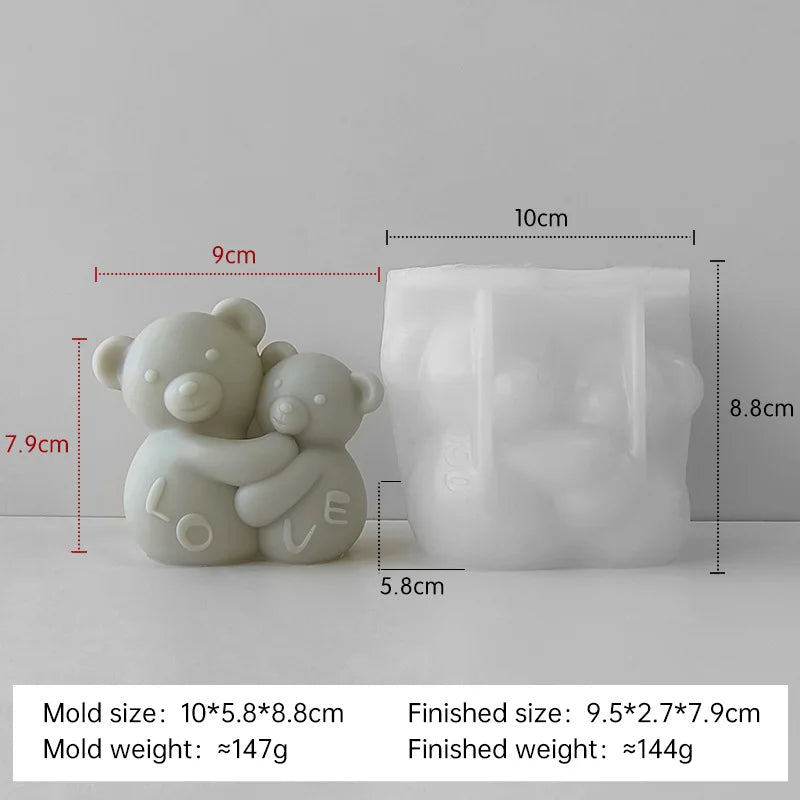 3D Love Bear Aroma Candle Silicone Mould