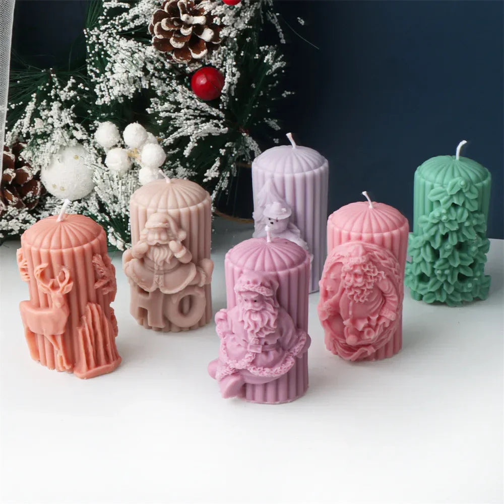 Christmas Cylindrical Candle Silicone Mould