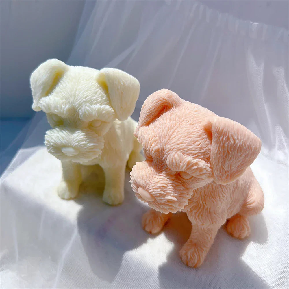 Schnauzer Puppy Figurine Silicone Candle Mould