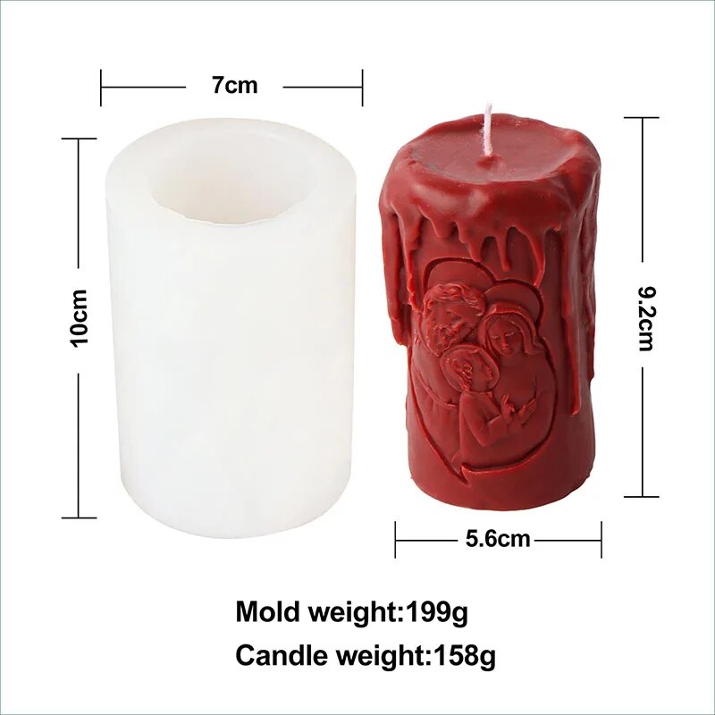 Cylindrical Jesus Family Candle Mould