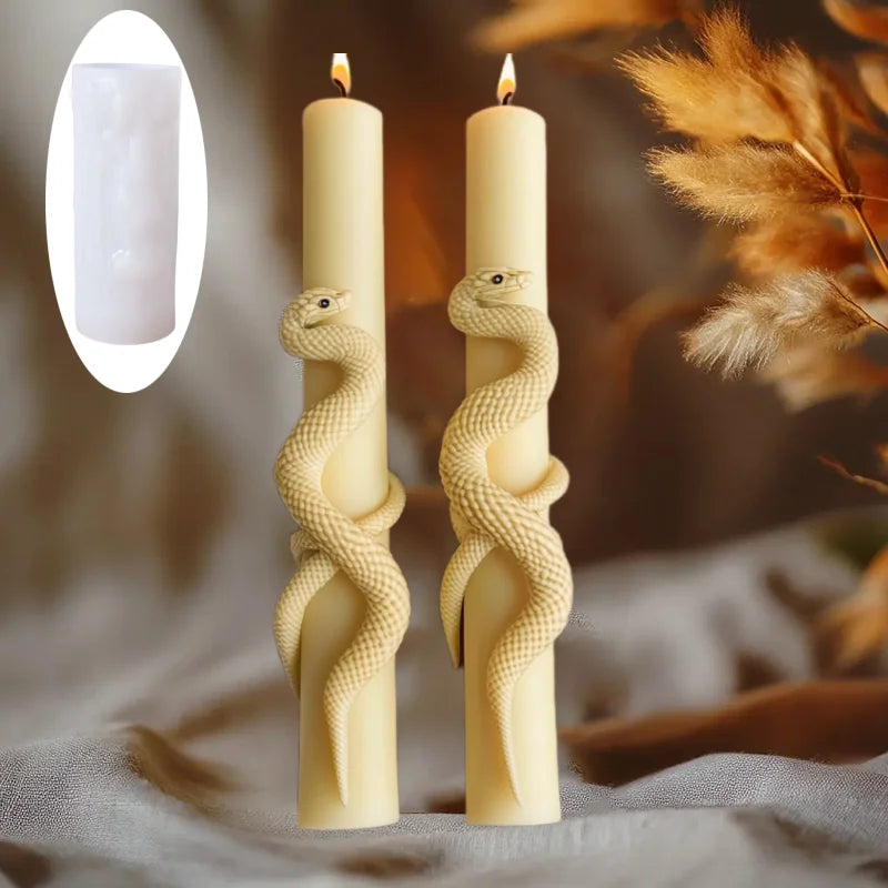 DIY Spiral Snake Relief Long Pole Candle Silicone Mould