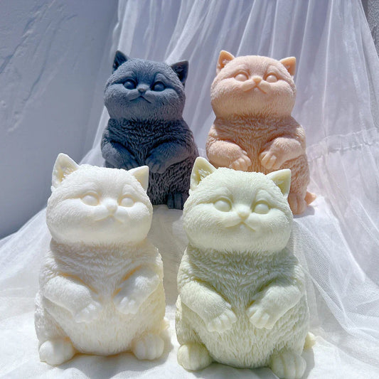 Standing Cute Cat Candle Silicone Mould