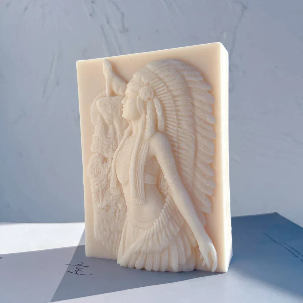 Ameican Indian Hunter Woman Candle Mould