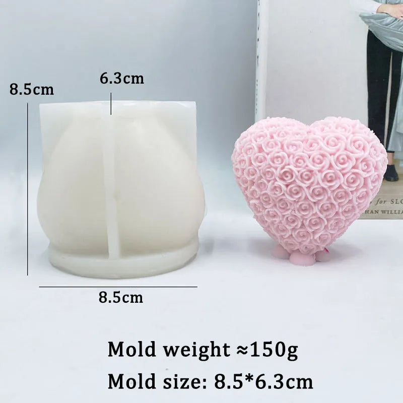 Rose Heart Shaped Candle Mould Silicone