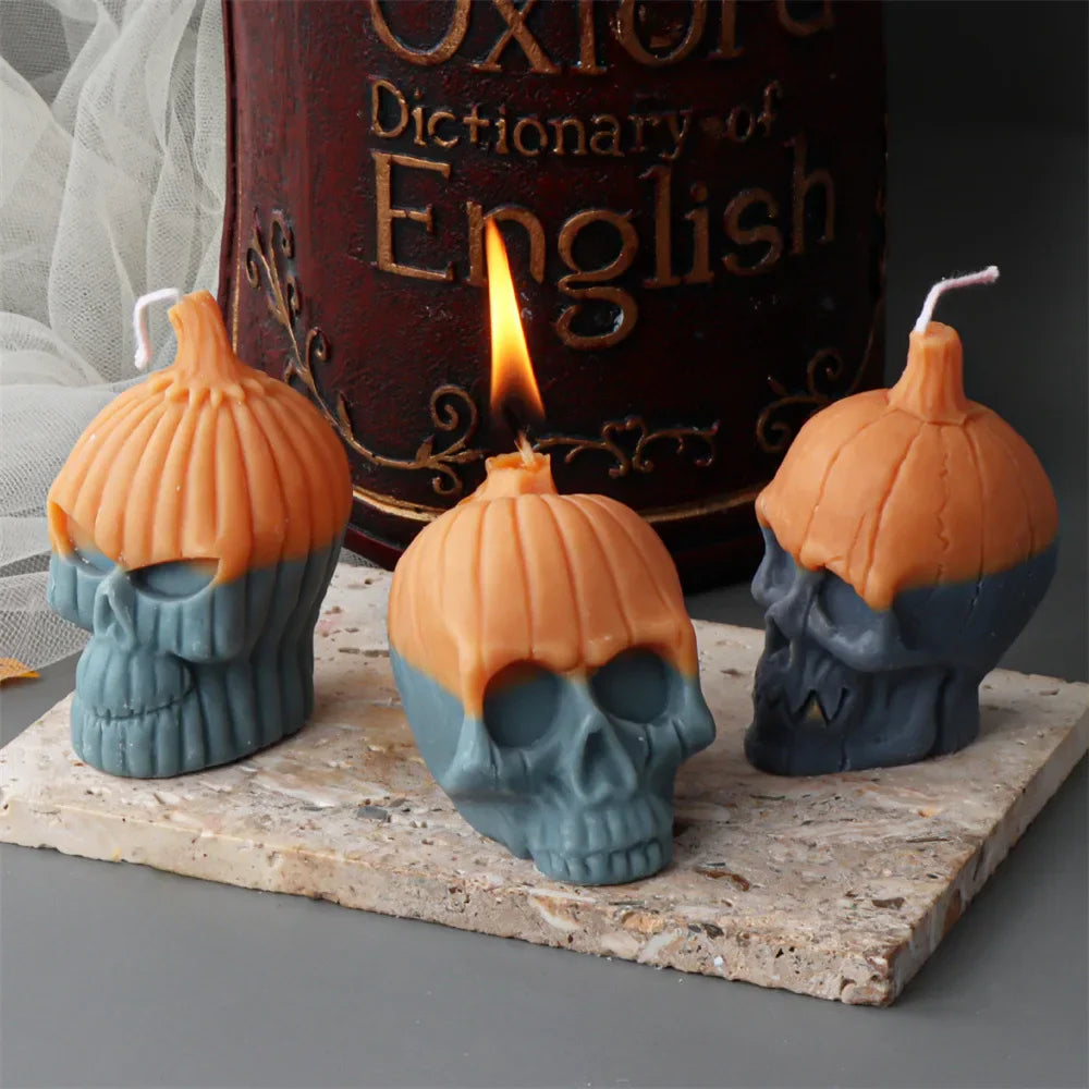 DIY Halloween Evil Pumpkin Skull Candle Mould