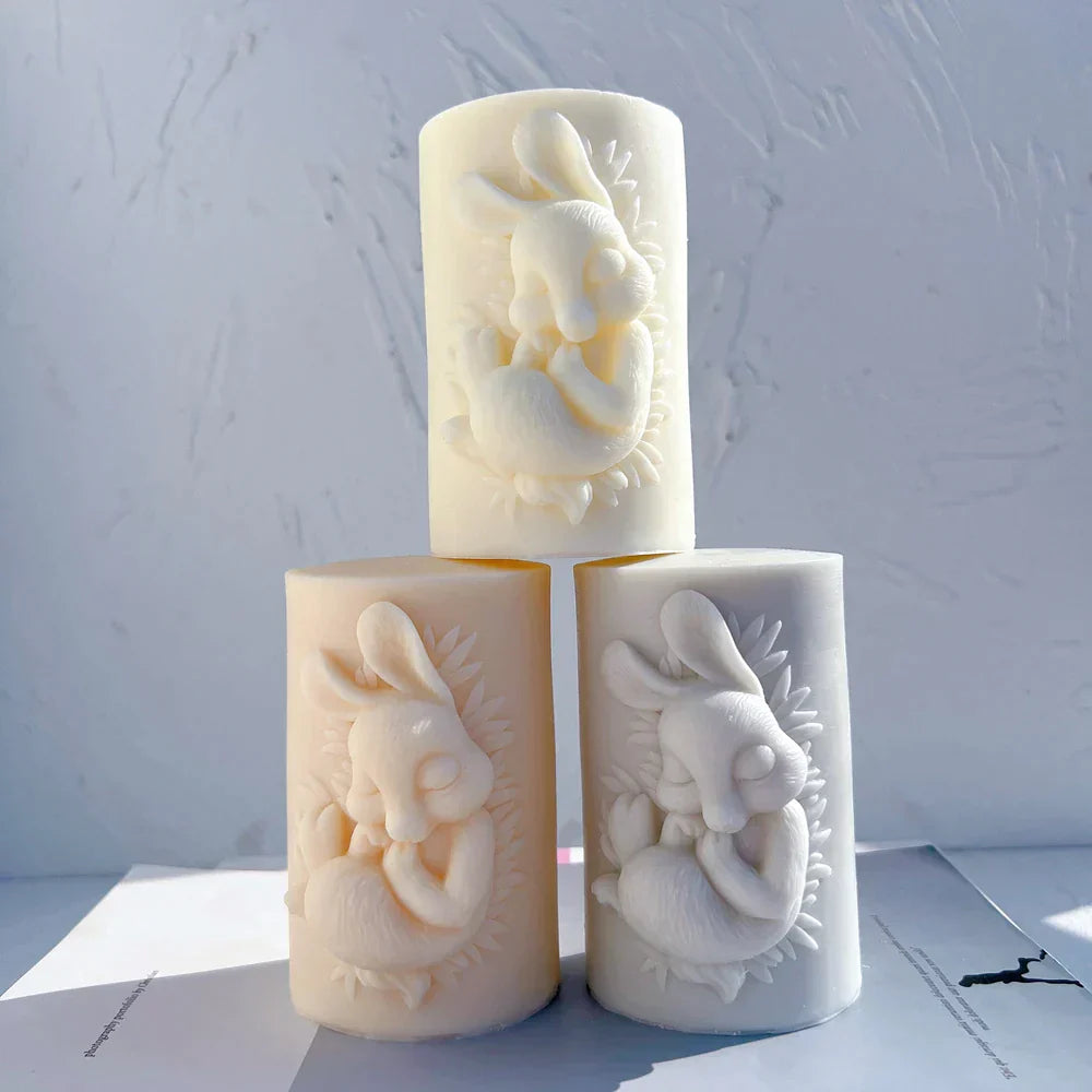 Easter Bunny Pillar Candle Mould Silicone