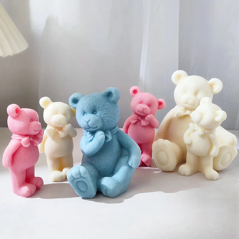 Bowtie Bear Family Candle Mould